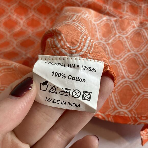 dei Women's Orange Moroccan Tile Beaded Tunic Top Size M‎ Boho Gypsy Art To Wear - Picture 6 of 10